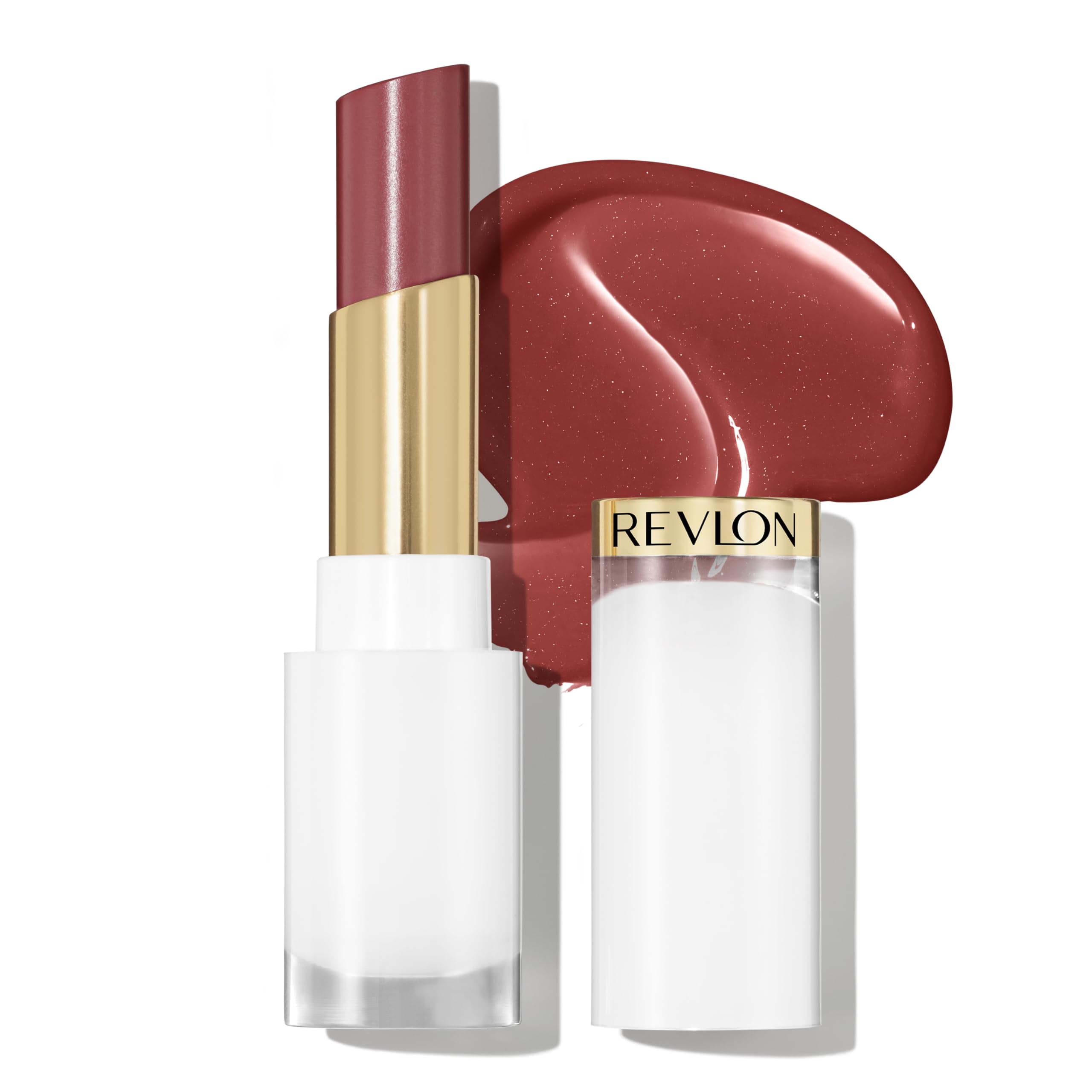 Revlon Super Lustrous Glass Shine Balm, Hydrating Tinted Lip Balm, Sheer, Glossy Shiny Finish, 008 Rum Raisin, 0.11 oz